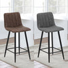 2 x Brown Grey Stripe Faux Leather PU Sauqre Bar Stools Pub Chair Padded Seats
