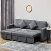 3 Seater Corner Sofa Bed w/ Storage Reversible Chaise for Living Room Dark Grey