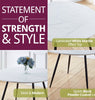 Dining Table, White Marble Effect Top Kitchen Table, Round Table with Metal Legs