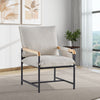 Beige Accent Chair with Metal Frame Wide Seat Corduroy Armchair for Living Room