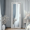 Full Length Crushed Diamond Wall Mirror Crystal Glass Silver Rectangle Dressing