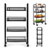 4 Tier Kitchen Rotating Storage Trolley Cart Vegetable Mobile Shelf Rack +Rollen