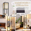 Floor Lamp with Shelves 2 Layers Wooden Shelf Tall Standing Light