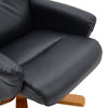 Black Leather Sofa Recliner Armchair Lounge Swivel Chair W/Foot Stool Wood Base