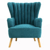 Modern Linen Fabric Armchair with Footstool Stool Single Sofa Oyster Back Chair