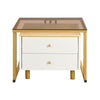 Square Nesting Coffee Table Set of 2 End Tables with Drawers Storage Side Table