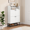 Wooden Shoe Cabinet with 2 Flip Drawers & Shelves, Entryway Storage Unit 117cm