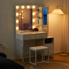 White Dressing VanityTable Makeup Desk with LED Mirror 5Drawers Charging Station