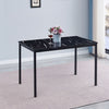 4x Black Faux Leather Dining Chairs&Black Marble MDF Top Dining Table Dining Set