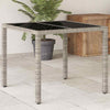 Poly Rattan Garden Table 90x90x75 with Tempered Glass - Grey, H6C5