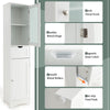 Bathroom Tall Cabinet Slim Freestanding Storage Organizer Cupboard 2 Doors