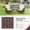 3 Piece Patio Swivel Rocker Set 2 Outdoor Wicker Rocking Chairs Brown