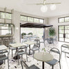 Modern Wood Grain Bar Table with Square/Round Tabletop and Metal Base Home Pub