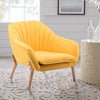 Chenille Fabric Accent Armchair Oyster Occasional Fluted Back Sofa w/Wood Legs