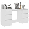 White Engineered Wood Writing Desk 140x50x77 cm with Drawers for Kids
