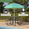 8-Person Outdoor Portable Picnic Table Bench Set w/Umbrella Hole & 4 Benches