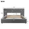 5ft King Size Bed Frame with Wide Headboard & LED, Hydraulic Ottoman Storage Bed