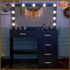 Black Dressing Table with LED Lights, Mirror, Adjustable Brightness, Vanity desk