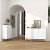 Modern Sideboard High Gloss Storage Cabinet White Gold Hairpin Legs Cupboard