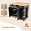 Kitchen Island Storage Cabinet Kitchen Island Table w/Drop Leaf Countertop Black