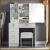 White Dressing Table Stool Set with 10 LED Lighted Mirror Vanity Make up Desk