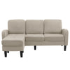 L Shape Corner Sofa Linen 3 Seater Sectional Sofa Couch with Chaise Lounge Beige