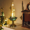 Set of 3 Battery Powered Candle Clear Wax Effect Lights with Grass Holder Decor