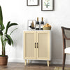 Wood Sideboard Buffet Storage Cabinet Cupboard with 2 Doors Rattan Decorating UK