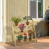 Flower Stand Plant Display Rack 3-Tier Foldable Wood Garden Patio