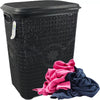 65 Liters Large Laundry Basket & Lid Washing Clothes Hamper Bin Knit Style New