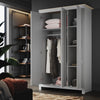 3 Door Wardrobe Matte Grey Storage Cupboard with Shelves Rail Bedroom Furniture