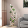 8-Tier Tall Wooden Plant Stand Rack Curved Half Moon Shape Ladder Planter Shelf