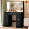 Dressing Table with LED Light Strip Mirror Modern Makeup Desk Vanity Table Black