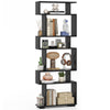 6-Tier Black Bookshelf Geometric Bookcase w/ 2 Anti-Tipping Kits