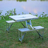 4 Seater Aluminum Portable Folding Camping Picnic Table &Chairs Stools Set Party