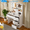 White Vanity Makeup Desk Dressing Table Set with LED Lights Mirror 4 Drawers