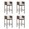 5 Piece Garden Bar Set with Cushions Brown Poly Rattan