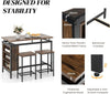 Bar Table Set Floating Top Storage Shelves Counter Height Dining Table w/ Stools