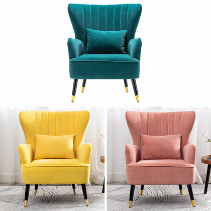 Luxury Velvet Armchair Oyster Shell Wingback Chair Upholstered Seat Leisure Sofa