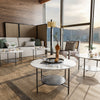 FATIVO High Gloss Marble Coffee Table 2 Tier Center Table w Strong Aluminum Legs
