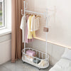 Rolling Coat Rack & Basket Storage Metal Hall Tree Hallway Clothes Stand Trolley