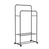 Portable Rolling Clothes Rail Metal Dual-bar Garment Rack Stand Corner Boutique