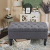 Rectangle Large Ottoman Shoe Bench Tufted Linen Fabric Seat Chesterfield Stools