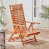 Foldable Bamboo Recliner Chair Garden Balcony Sun Lounger with Footrest Headrest