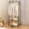 Black Metal Clothes Rail Rack Garment Stand Corner Open Wardrobe with Shelf