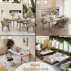 XXL Rectangular Marble Kitchen Dining Table Elevated Aluminum Frame Dinner Table