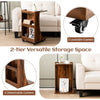 C-Shaped End Table Mobile Sofa Side Table Coffee Laptop Table W/ Swivel Casters