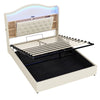 Upholstered Ottoman Storage Bed, 4ft6 Double Bed Frame with LED & USB, Beige