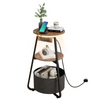 Small Side Table with 3-Tier Storage LED Lighted Sofa End Table Charging Station