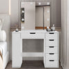 Dressing Table Vanity Makeup Desk with LED Bulbs Mirror 6 Drawer Storage Unit